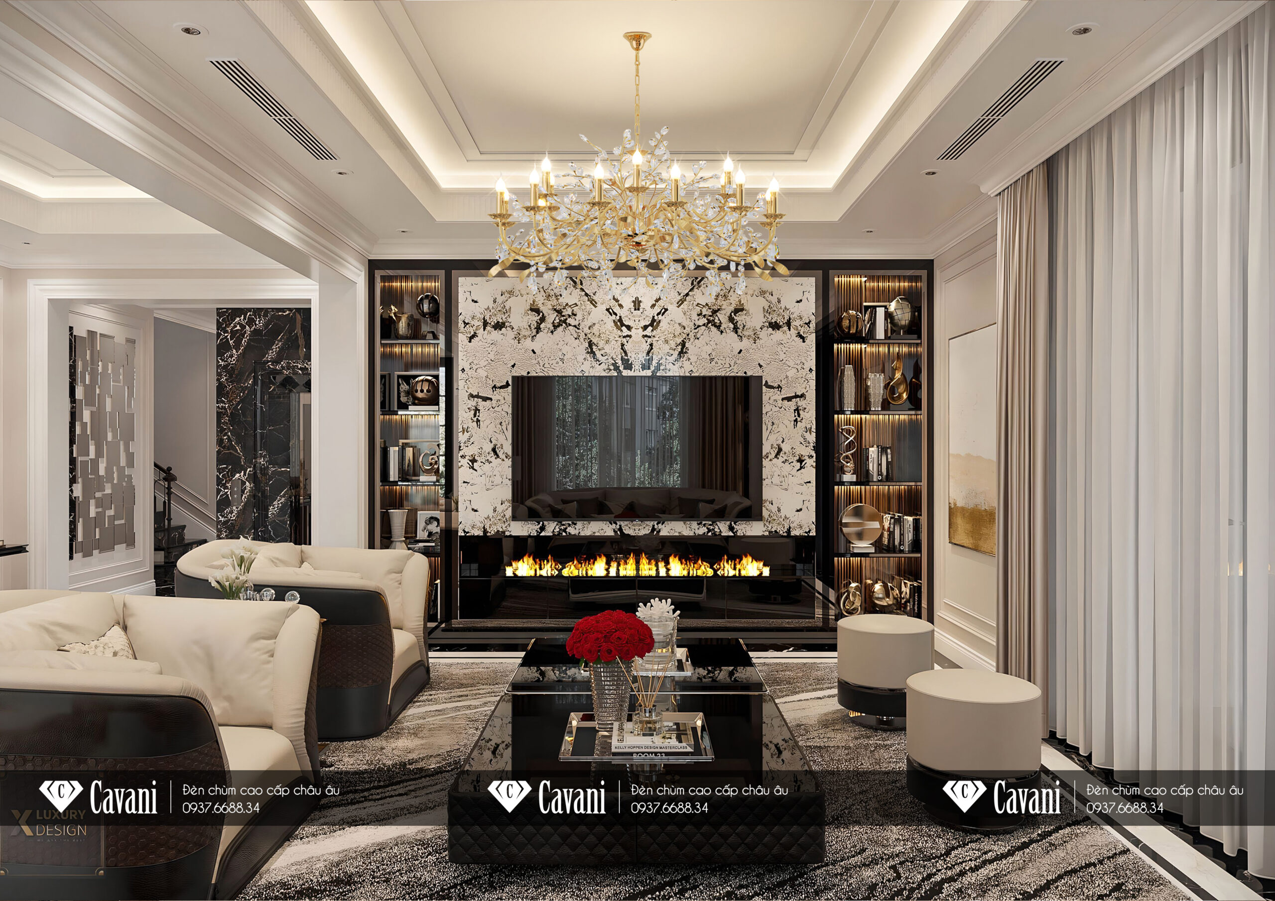 Đèn Chùm Hiện Đại BC Sanmichele - Phòng khách luxury
